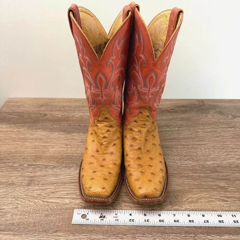 Justin L2697 Full Quill Ostrich Cowboy Boots Pink Pepper 6.5B Made USA